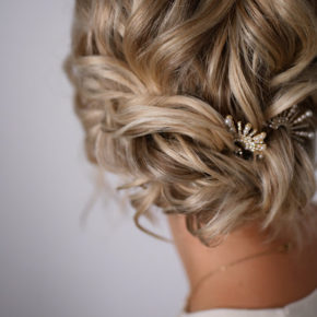 short hair updo with Headpiece